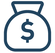 Small icon of the outline of a bag of money
