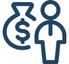 Small icon of the outline of some dollar bills and some coins