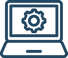 Small icon of a computer with a gear on the screen.